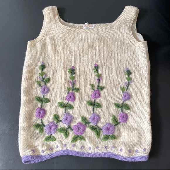 VTG 50s Cyn Les Vest Sz 40 Chest 34” Lined Wool 3D Embroidered Flowers Hong Kong - Picture 1 of 14
